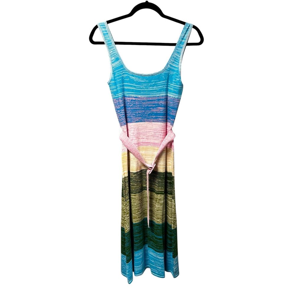 NWT JoosTricot Space Dye Peachskin Belted Knit Midi Tank Dress Womens Small